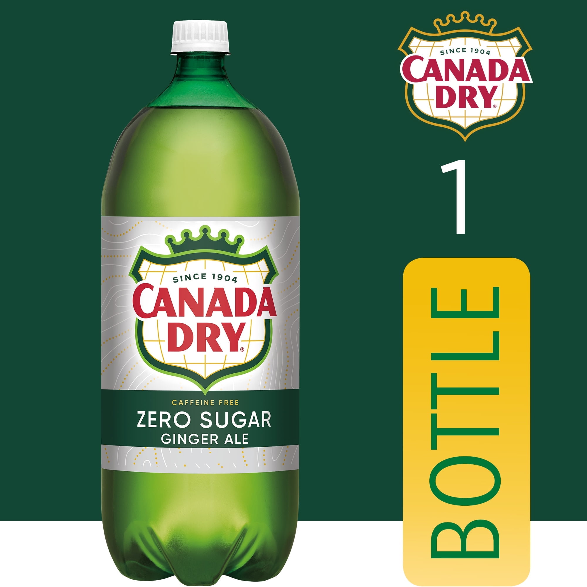 Canada Dry Caffeine Free Zero Sugar Ginger Ale Soda Pop, 2 Liter Bottle (Pack of 6)