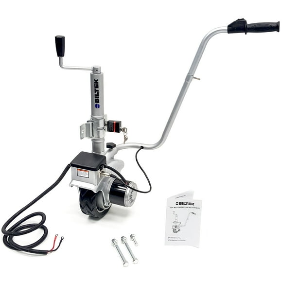 Biltek Trailer Mover 350W 12V Electric Trailer Jack Mini Mover Trailer Jockey Wheel Max Vehicle Load 2500Lbs Utility Trailer Jack Easy to Maneuver Trailer Camper Caravan Boat + Lock and Key (12V/350W)
