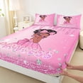 thumbnail image 4 of Castle Fairy Shiny Pink Princess Bed Sheets 4-Piece,Dazzling Starry Backdrop Full Size Sheets,Rose Magenta White,1 Fitted Sheet, 1 Flat Sheet and 2 Pillowcases, 4 of 6