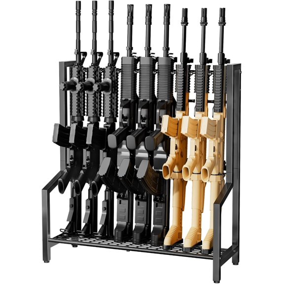 Indoor Gun Racks, Rifle Rack Floor Stand, Heavy Duty Metal Gun Storage Shelf, Vertical Shotgun Display Stand for Home Garage Office or Retail Shop, Black