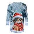 thumbnail image 6 of Jsaierl Womens Christmas Shirts Plus Size Cat Graphic Tees Loose Fit Ladies Round Neck T-shirt 3/4 Sleeve Holiday Blouse Tops S-5XL, 6 of 6