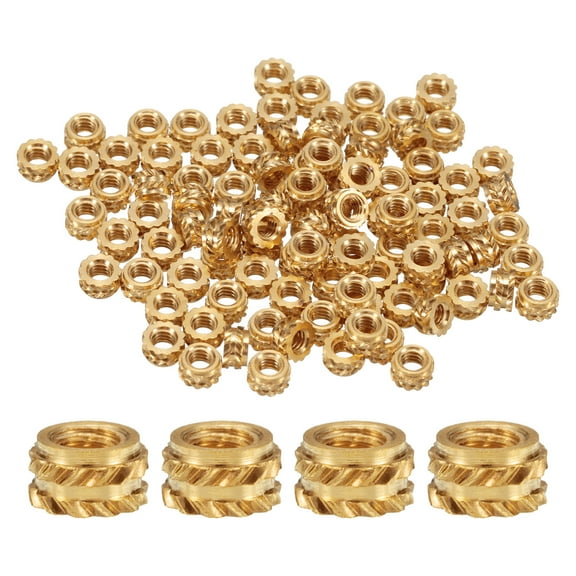 100 Packs M2 Threaded Inserts Brass Heat Set Insert M2x2mm, OD 3.5mm Knurled Insert Nuts