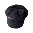 thumbnail image 4 of Kmonabie Winter Corduroy Octagonal Hat, Vintage Wood Button Newsboy Cap Painter Beret, Adjustable Soft Casual Headwear for Daily Wear, Black, 4 of 6