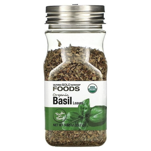 California Gold Nutrition, FOODS - Organic Basil Leaves, 0.82 oz Pack of 4