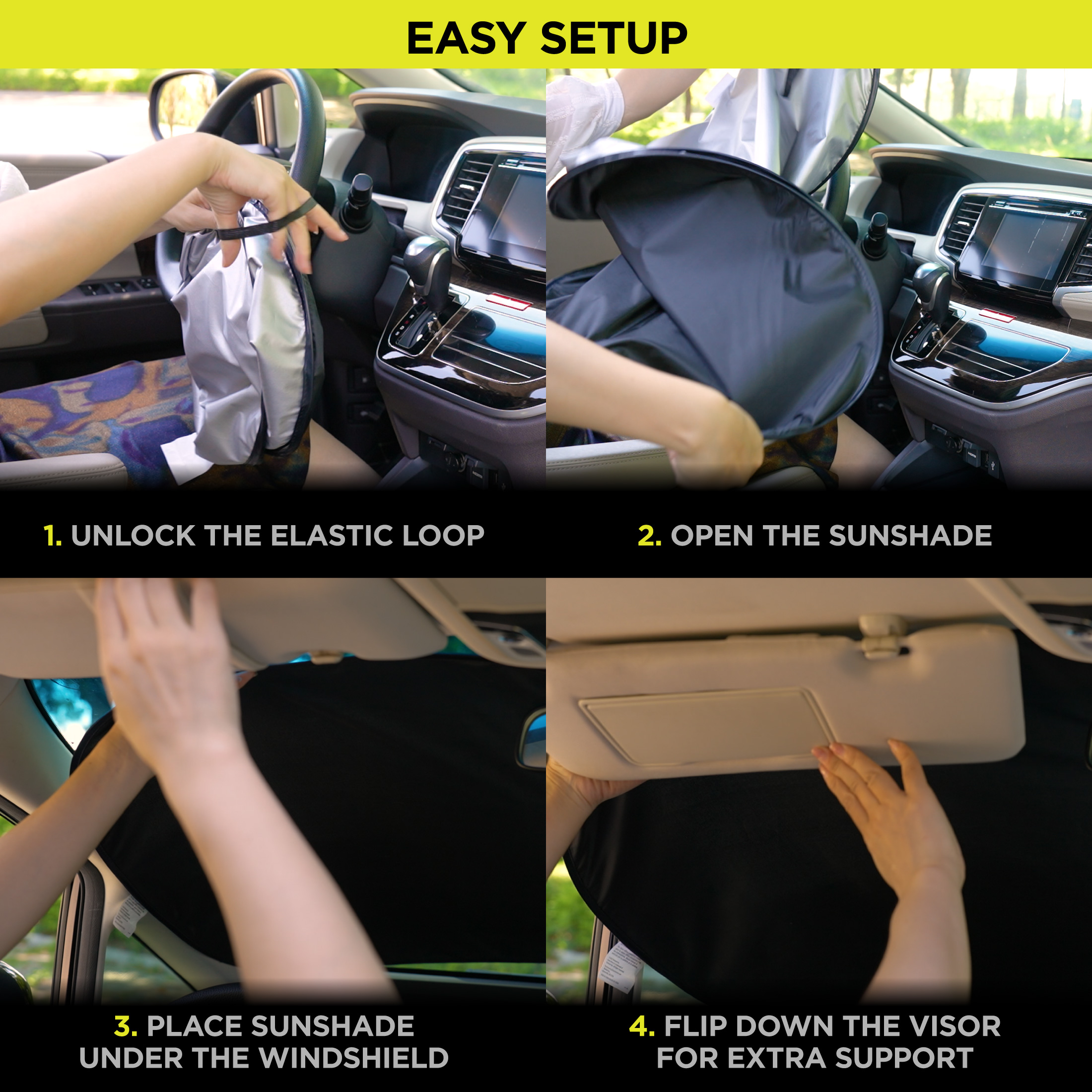 Auto Drive Universal Fit Black Twist Sunshade, 1 Pair photo 5