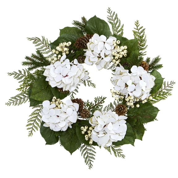 Nearly Natural Polyester Wreath, 24" (Assorted Colors)