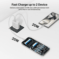 thumbnail image 3 of Belkin 40W Dual USB-C Wall Charger with USB-C to USB-C Cable – Fast Charging Adapter for iPhone 15/16, Samsung Galaxy, Google Pixel, iPad, AirPods & More – Silver, 3 of 7