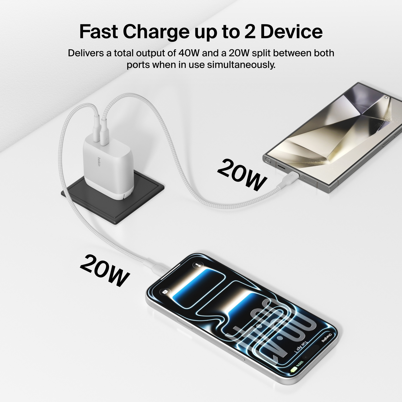 Belkin 40W Dual USB-C Wall Charger with USB-C Cable photo 4