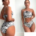 thumbnail image 4 of Womens Two Piece Swimsuits One Shoulder Print Bathing Suit High Waisted Bikini Swimwear, 4 of 6