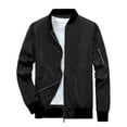 thumbnail image 2 of Daolelai Men's Baseball Jacket Solid Color Jacket Long Sleeve Collarless Coat, 2 of 5