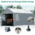 thumbnail image 3 of Pinypikaka Outdoor Carport Heavy Duty Storage Shed w/ Roll-up Zipper Door, Waterproof Storage Tent Shelter Car Canopy Portable Shelter Garage for Car Motorcycle Bike Garden Tools, 3 of 8