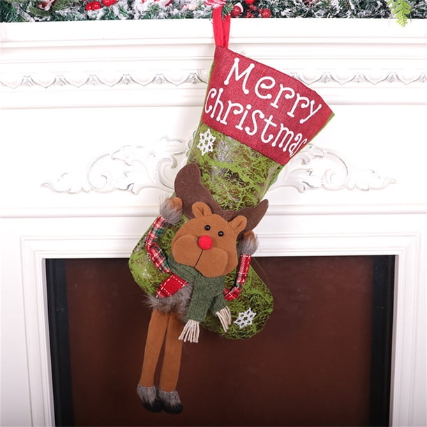 Medias navideñas | Calcetín festivo grande de 55 cm para decorar el árbol y rellenar regalos | Tela no tejida y franela | Bolsa de dulces con diseño de muñeco de nieve
