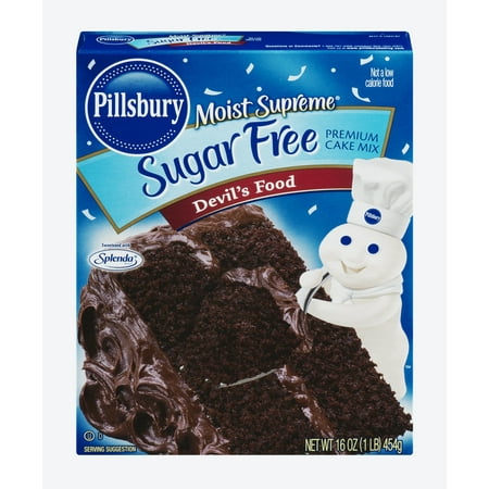 (2 pack) Pillsbury Moist Supreme Sugar Free Premium Devil's Food Cake Mix, 16.0