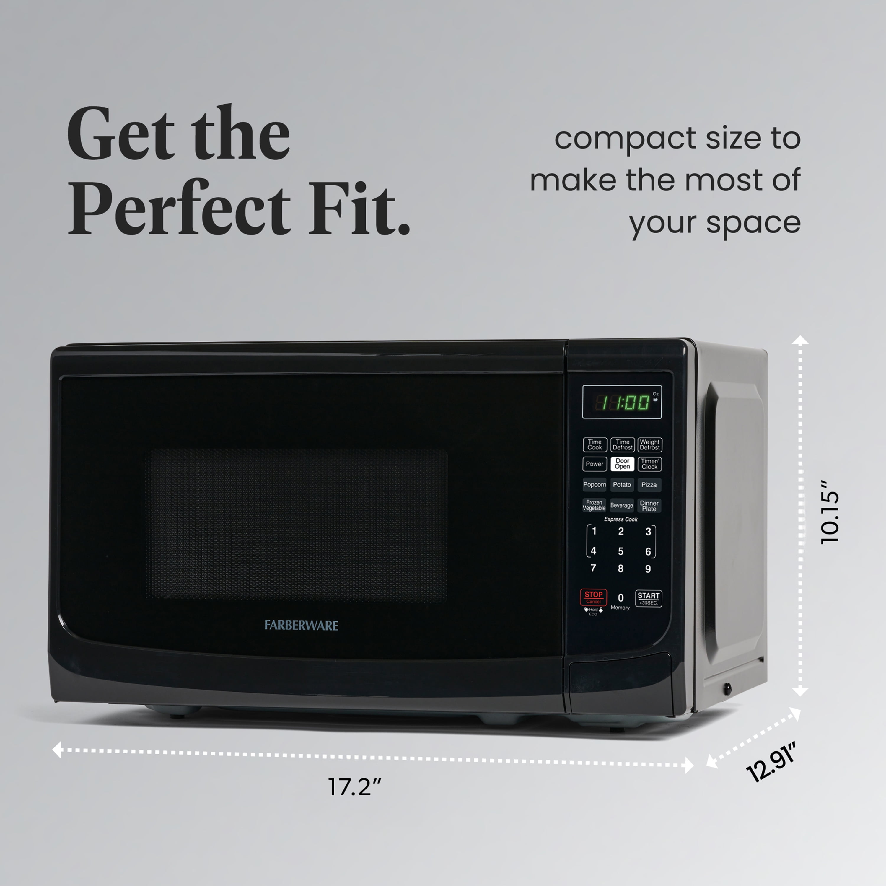 Farberware Countertop Microwave Oven with LED Lighting & Child Lock, 0.7 Cu Ft Black