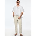 thumbnail image 3 of Pantalones JMIERR para hombre, casual, algodón y lino, cintura elástica, beige, L, 3 of 6