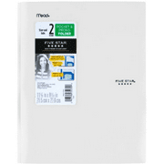 Five Star 2-Pocket Folder, Stay-Put Folder, Plastic Colored Folders with Pockets & Prong Fasteners for 3-Ring Binders, Great for Home School Supplies & Home Office, 11-5/8" x 9-5/16?, White (72494)