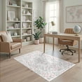 thumbnail image 2 of ODIKA 4'x6' Ultra-Soft Area Rug, Pink Boho Botanical Trailing Vine Border Vintage Scroll Distressed None Washable, Bare feet friendly, Silk-Touch for Bedroom Home office, 2 of 7
