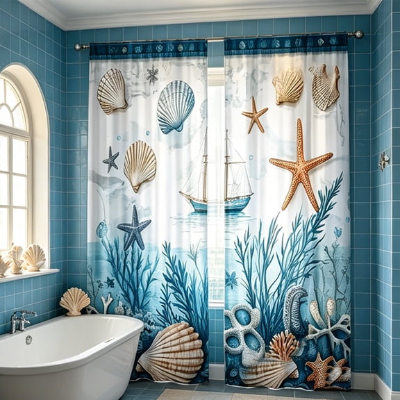 Underwater Lines Print Curtains Living Room Bedroom Decoration Window Cloth,D
