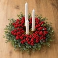 thumbnail image 4 of Cififendec Christmas Candle Ring Wreath, 9.84", Small Table Center Greenery Ring for Pillar Candle Tabletop Styling & Tiered Tray Seasonal Accent Decoration Layout, 4 of 5