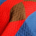thumbnail image 4 of Red Blue Brown Geometric Teen Boy Bedding Full/Queen Quilt Set Modern Striped, 4 of 4