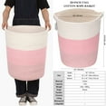 thumbnail image 3 of Sea Team Large Size Cotton Rope Woven Storage Basket Laundry Hamper with Handles, 14 x 20 inches, White & Mottled Pink, 3 of 5