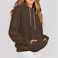 thumbnail image 5 of OWUUcdse Womens Hoodies with Pocket, Athletic Long Sleeve Casual Drawstring Womens Sweatshirts Coffee Size S-2XL, 5 of 7