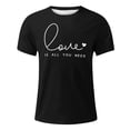 thumbnail image 4 of T-shirts Assortis pour Couples de la Saint-Valentin, Imprimé de Lettres, Col Rond Décontracté, Manches Courtes, T-Shirt Léger, Confortable, Doux, Tenue de Vacances pour Lui et Elle, Vêtements, Noir, G, 4 of 4