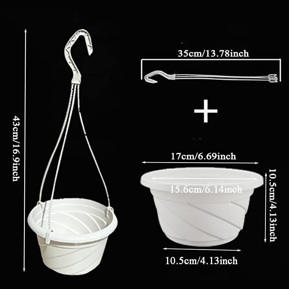 SurVank 413” Round Hanging Planters with Triple-Chain Hanger, Drainage Holes (4 Count)