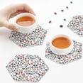 thumbnail image 7 of Pofeuu Christmas Elements Print Leather Coasters Set of 6, Round Cups Mugs Mat Pad for Home Kitchen Heat Resistant Drink Coasters,Hexagon, 7 of 7