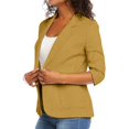 thumbnail image 5 of IYYVV 2026 Summer Linen Blazer Women 3/4 Sleeve Lightweight Suit Jacket Elegant Casual Cotton Blend Work Blazers Cardigan Yellow L, 5 of 10