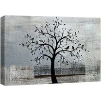 wall26 Canvas Print Wall Art Blue Night Silhouette of Lovers on a Bike with Tree Nature Wilderness Illustrations Modern Art Rustic Relax/Calm Multicolor for Living Room, Bedroom, Office - 12"x18