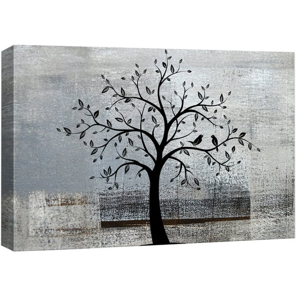 wall26 Canvas Print Wall Art Blue Night Silhouette of Lovers on a Bike with Tree Nature Wilderness Illustrations Modern Art Rustic Relax/Calm Multicolor for Living Room, Bedroom, Office - 12"x18