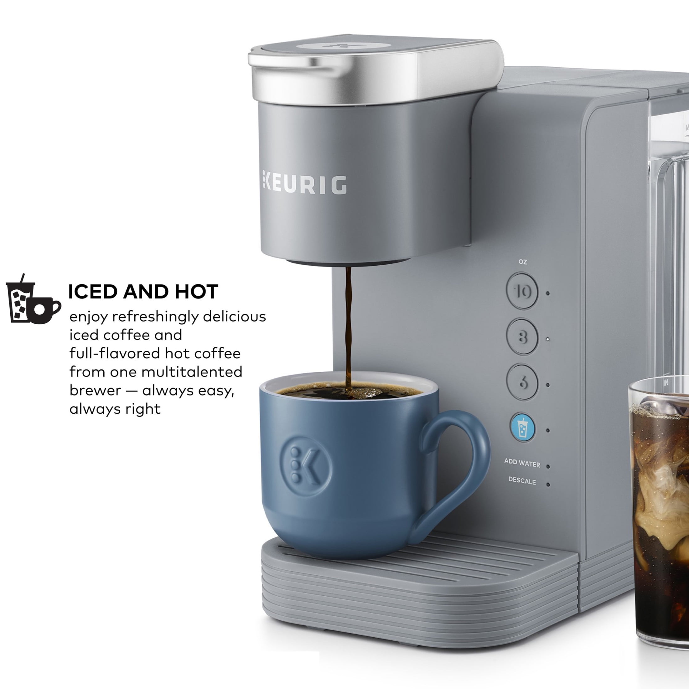 Keurig K-Express Essentials Plus, Iced and Hot Single-Serve K-Cup Pod Coffee Maker, Gray