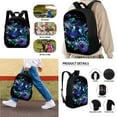 thumbnail image 2 of Xixirimido Hummingbird Purple Floral Print 3 Pack Kids School Backpack Set for Teen Boys Girls Lunch Box Pencil Bag, Junior Schoolbag Bookbag for Students, 2 of 4