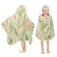 thumbnail image 2 of Soft Pastel Leaves Hooded Beach Towel Kids Bath Towels Quick Dry for Pool Swiming 50" x 23.5" Microfiber Soft Bathrobe, 2 of 7