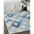 thumbnail image 3 of Ahgly Company Machine Washable Indoor Square Transitional Slate Blue Grey Blue Area Rugs, 4' Square, 3 of 7