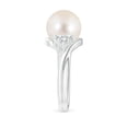 thumbnail image 3 of ANGARA Freshwater Cultured Pearl Bypass Ring with Diamond Trio in Platinum for Women | June Birthstone, Birthday, Anniversary, Jewelry Gift for Women | Pearl Ring, 3 of 8