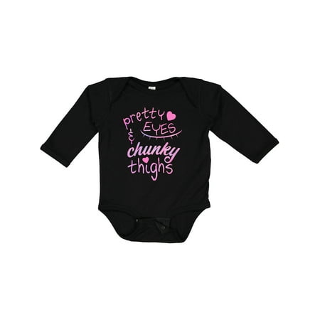 

Inktastic Pretty Eyes and Chunky Thighs Gift Baby Boy or Baby Girl Long Sleeve Bodysuit
