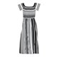 thumbnail image 1 of Vestido a rayas Bar III para mujer con hombros descubiertos negro pequeño, 1 of 2