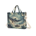 thumbnail image 7 of FORMRS Womens Corduroy Tote Bag Crossbody Shoulder Handbag with Pocket, Beige Floating Whale, 7 of 7