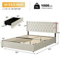 thumbnail image 3 of Platform Bed Frame with Headboard, Metal Queen Size Bed with 4 Drawer Storage, Adjustable Tufted Headboard, No Box Spring Mattress, Beige Velvet, 3 of 9