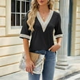 thumbnail image 7 of cfhntfmh Casual Tops for Women Half Sleeve Trendy Lace V Neck T-Shirts Hollow out Summer Breathable Shirts, 7 of 7