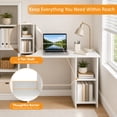 thumbnail image 3 of 31.5 " Modern Home Office Desk with 2 Compartments, Wood Computer desk for Small Space,White, 3 of 9