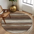 thumbnail image 2 of Round Rugs 5 Ft, Brown Beige Wooden Non Slip Area Rugs for Kitchen Bedroom Entryway, Vintage Farmhouse Retro Art Washable Carpet Runner Rug Floor Mats for Bedroom Home Decor, 2 of 8