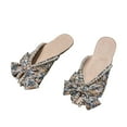 thumbnail image 6 of Women Flat Slippers Closed Toe Sandals Soft Comfortable Floral Cloth Ladies Bow Tie Shoes Slides Footwear for Indoor Holidays Office Travel Orange Color 43, 6 of 8
