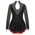 thumbnail image 3 of TTAO Justaucorps à Jupe de Danse de Ballet pour Filles Manches Longues Robe de Patinage Artistique Tenue de Danse Lyrique Costume de Performance de Danse Rouge 14, 3 of 6