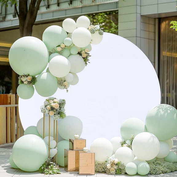 7.2ft  White Round Backdrop Cover Arch Banner For Birthday Wedding