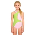 thumbnail image 3 of YunPes Girls One Piece Swimsuits Fashion Color Block Bathing Suit Front Criss Cross Swimwear Monokini Teen Pool Beach Outfit, 3 of 6
