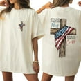 thumbnail image 2 of Unisex Patriotic Christian T-Shirt, “Stand For The Flag Kneel For The Cross” Double-Sided Graphic Tee, Cotton Casual Shirt, Sizes S–5XL, 2 of 7