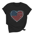 thumbnail image 4 of Xdegoge 4th Of July Tops for Women Patriotic Shirts USA American Flag Rhinestone Heart Graphic Tee Crewneck Short Sleeve Bling Summer Holiday Independence Day Glitter Graphic Tees Summer Blouses, 4 of 6
